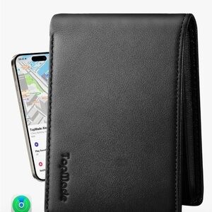 TopMade Black Leather Wallet Case, Works with Find Phone My App. New sealed pkg.